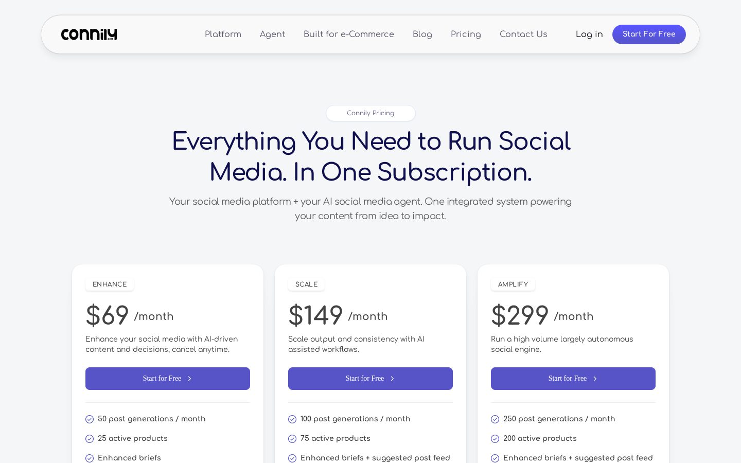 Connily Pricing