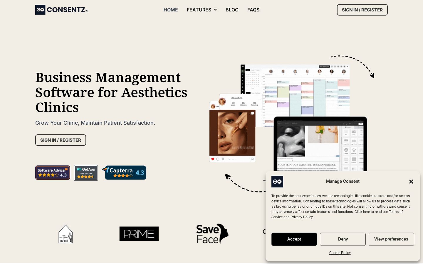Consentz Homepage