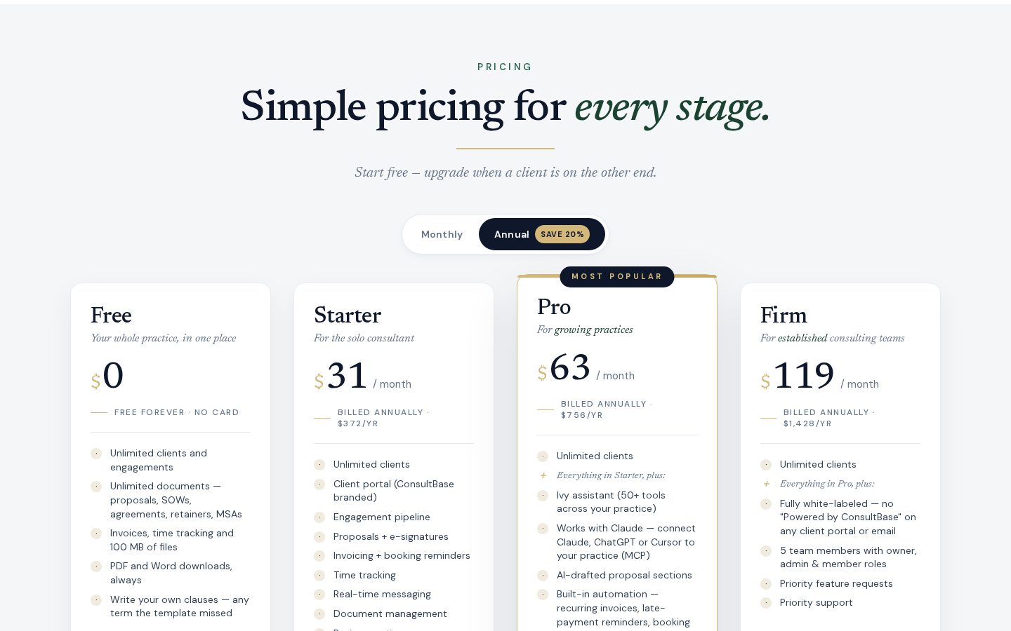 ConsultBase Pricing