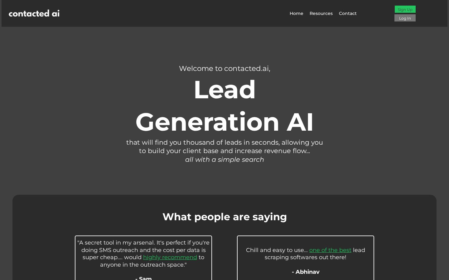 Contacted Homepage