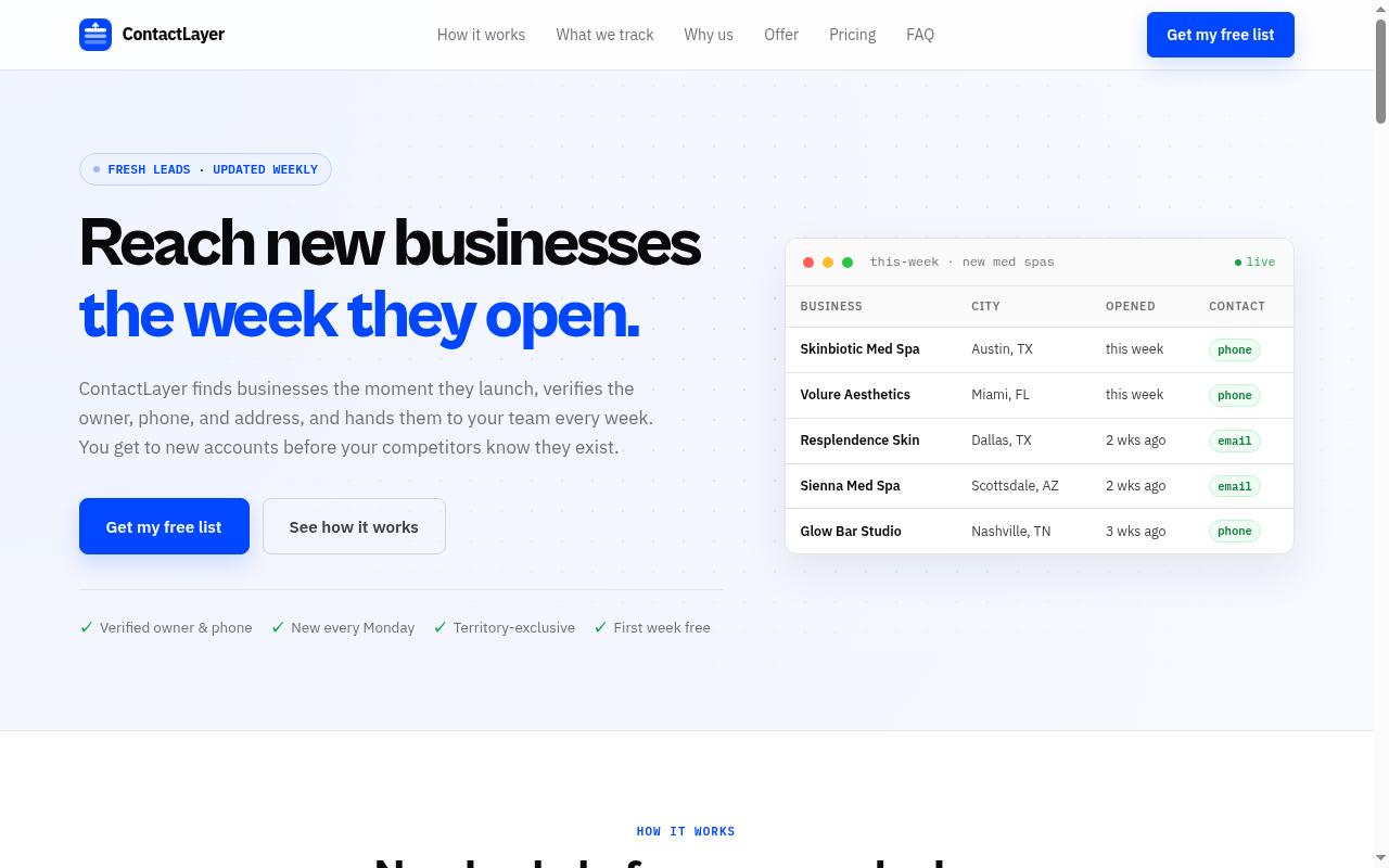 ContactLayer.io Homepage