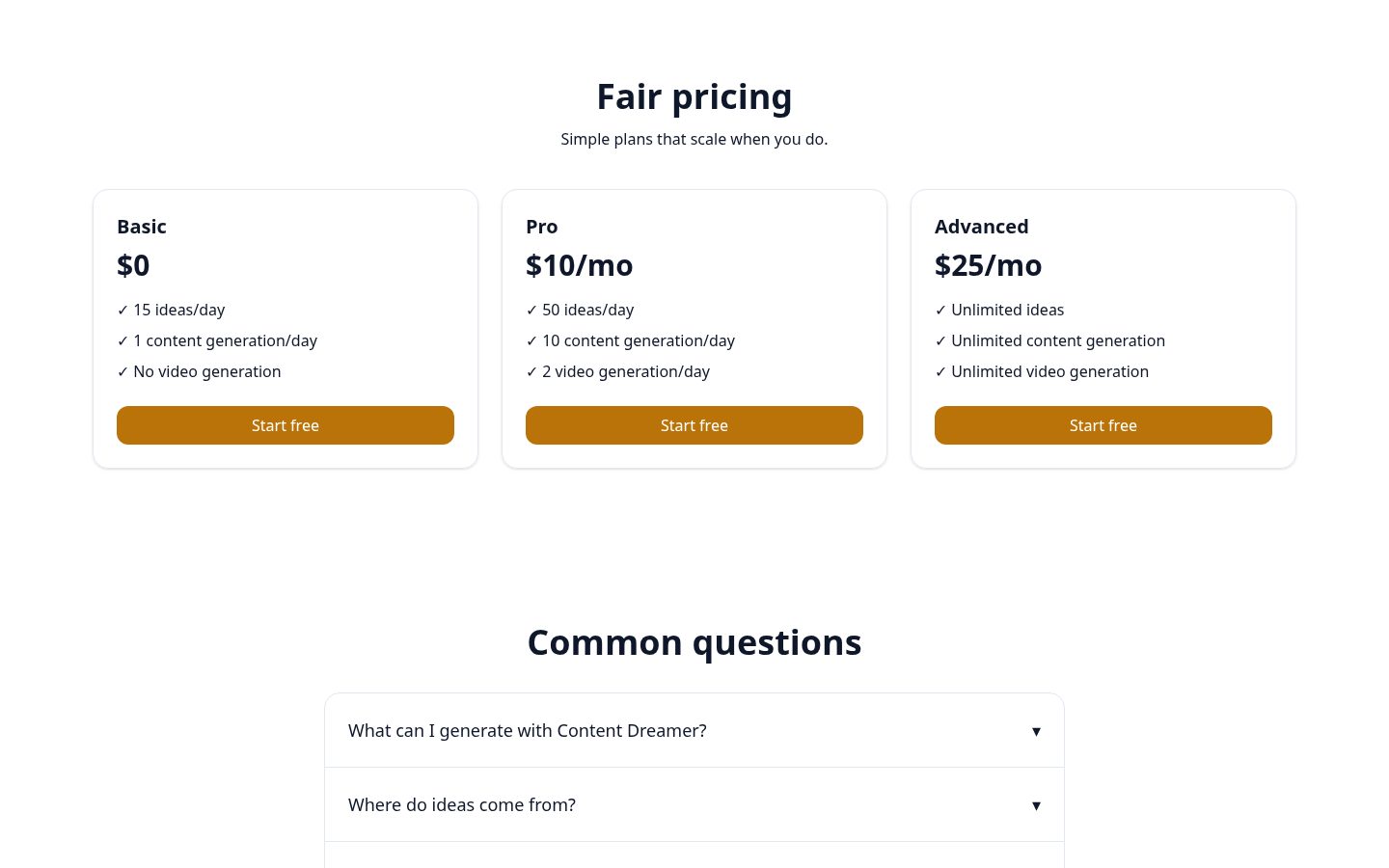 Content Dreamer AI Pricing