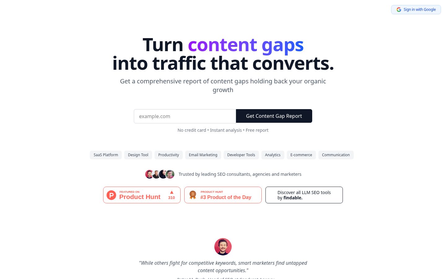 Content Gap Report for LLM SEO Homepage
