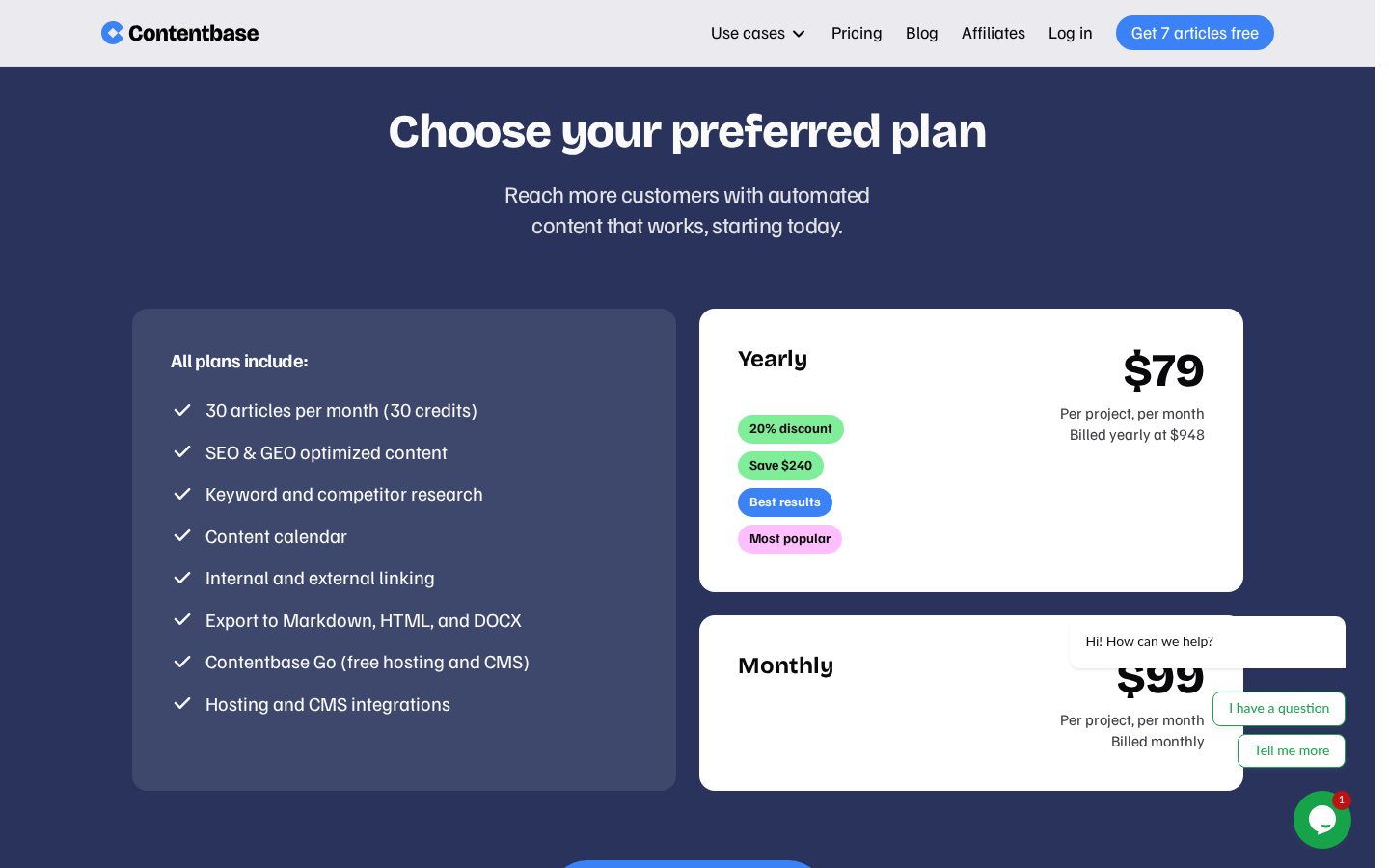 Contentbase Pricing
