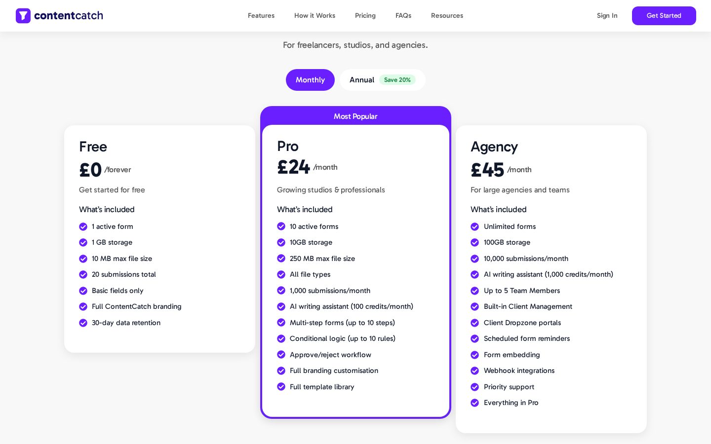 ContentCatch Pricing