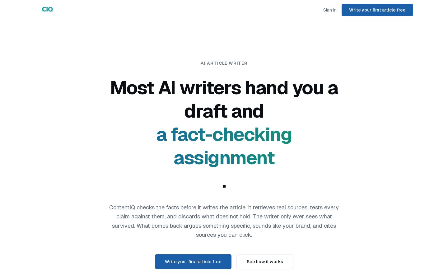 ContentIQ Homepage