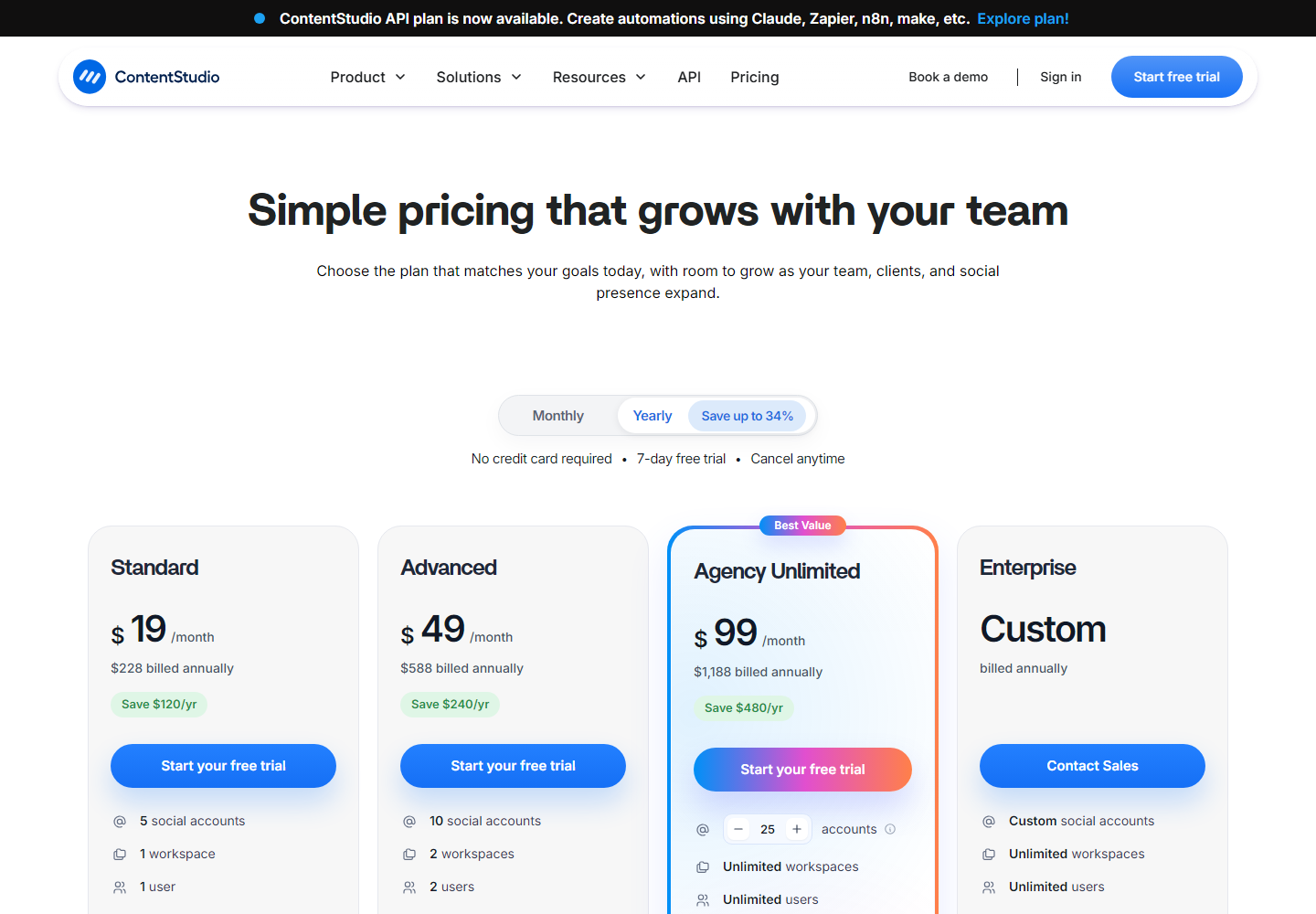 ContentStudio pricing
