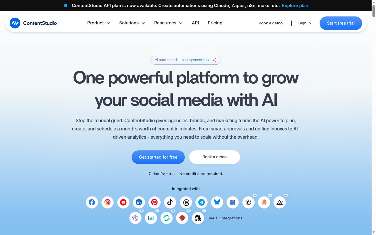 ContentStudio homepage