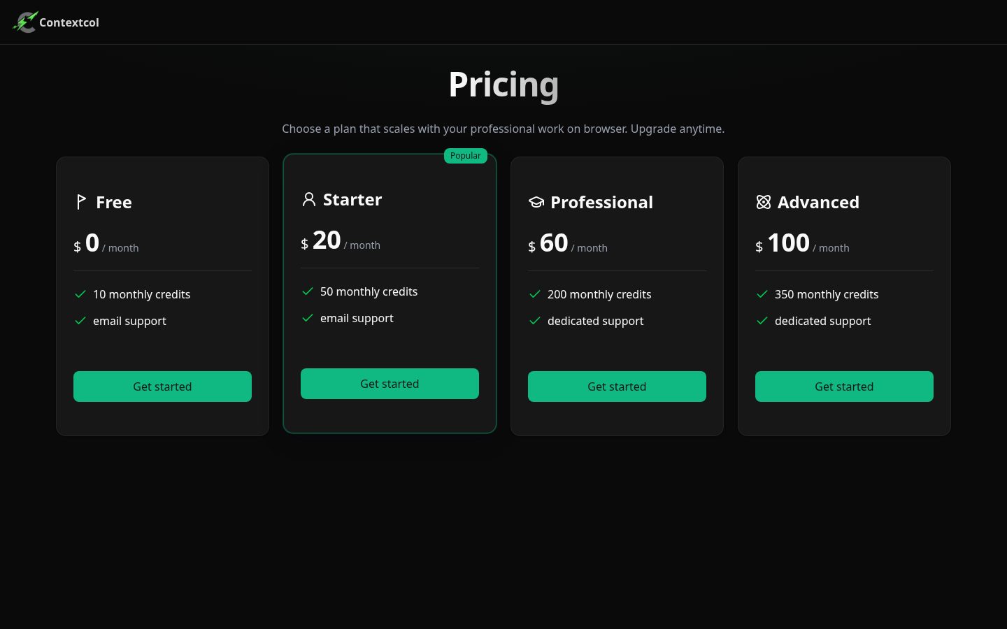 Contextcol Pricing