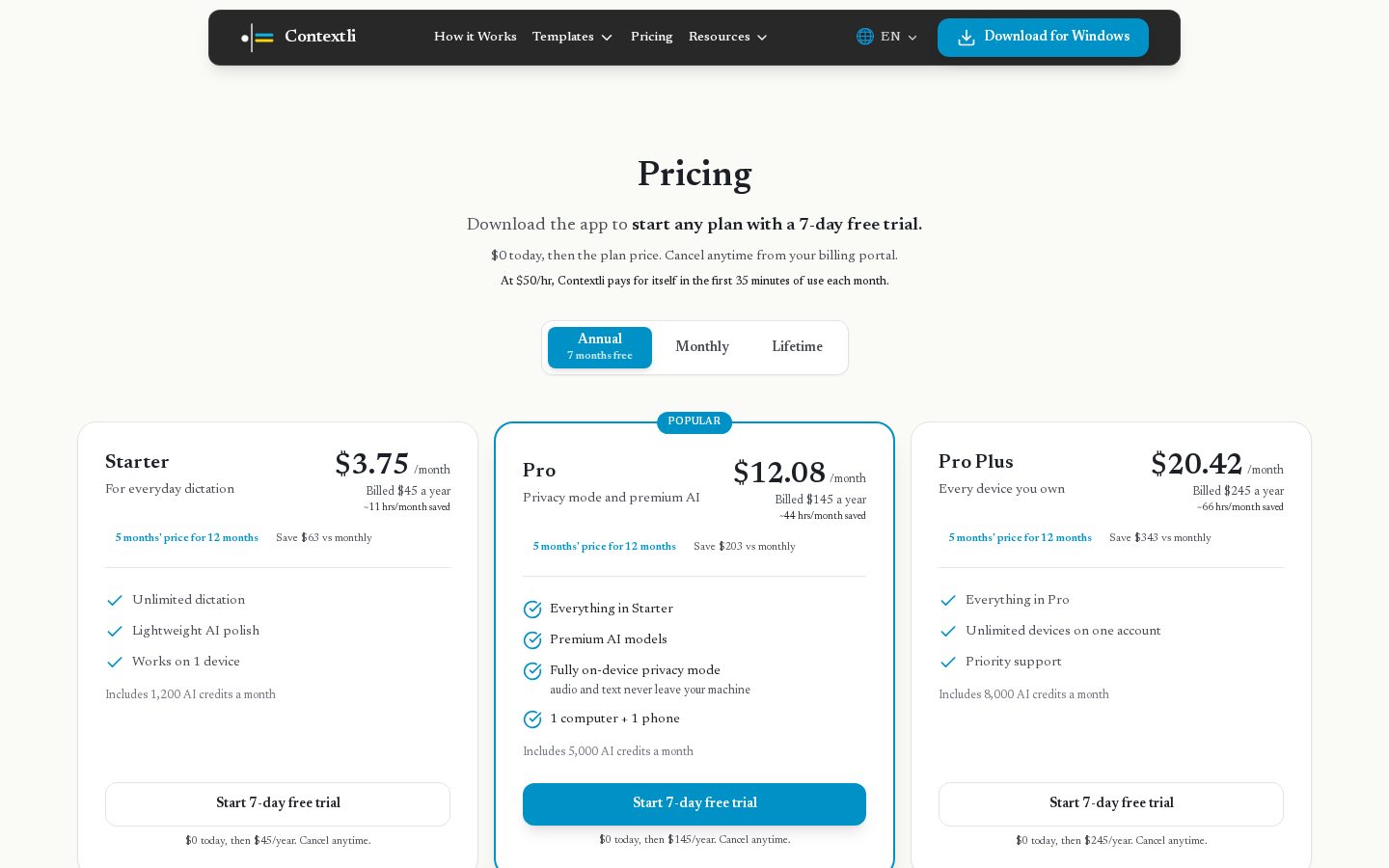 Contextli Pricing