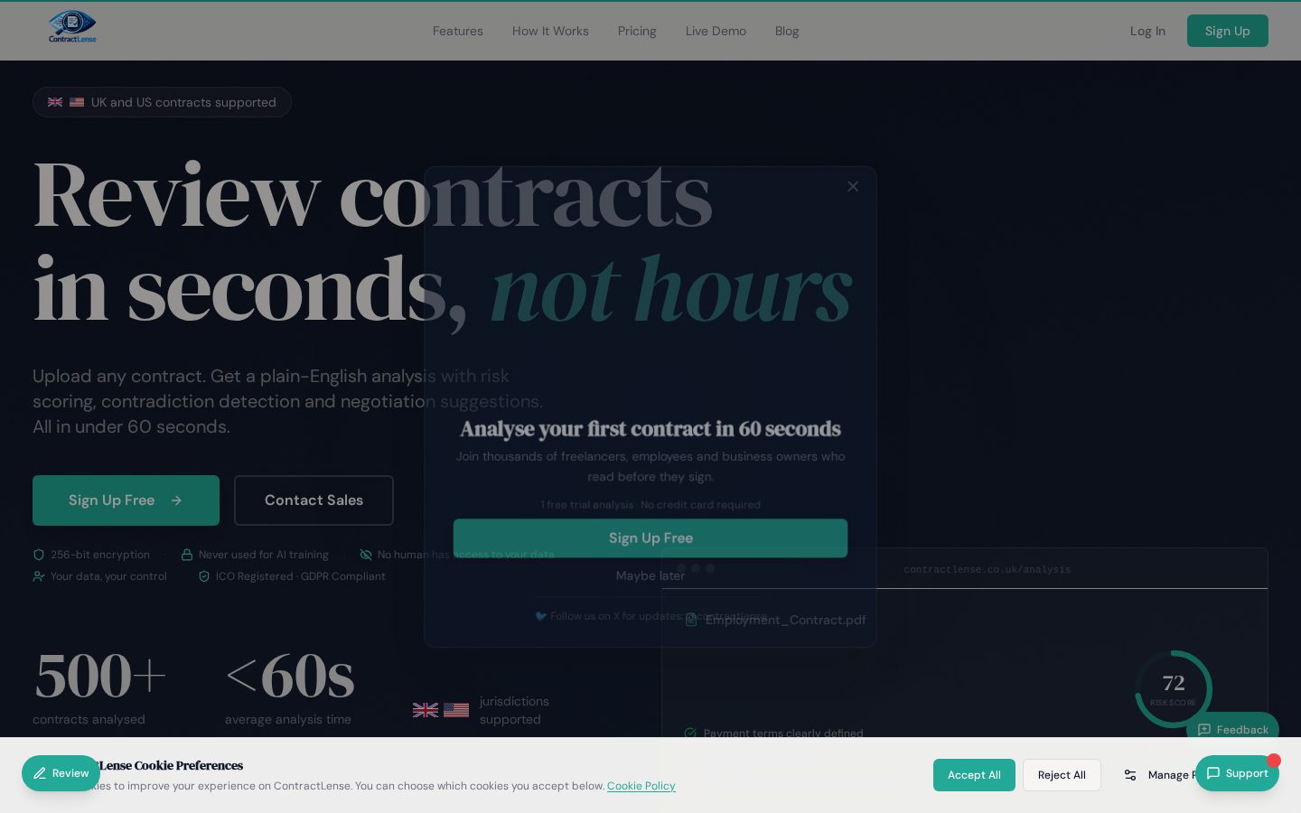 ContractLense Homepage