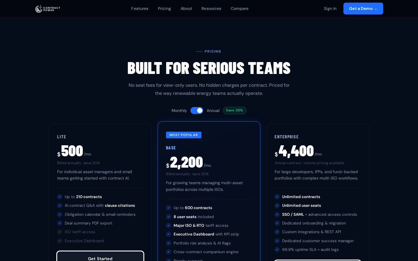 ContractPower Pricing