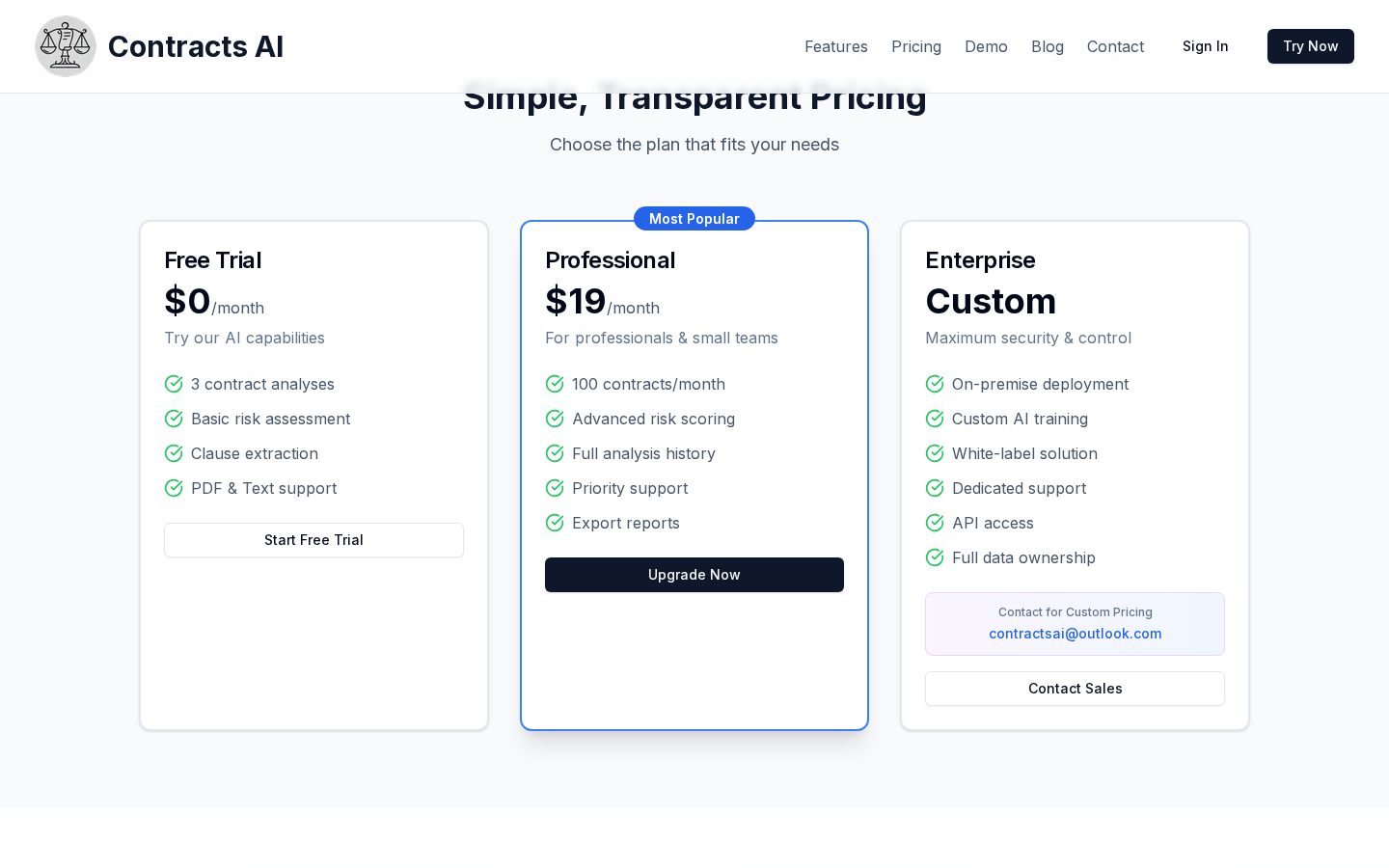 Contracts AI Pricing