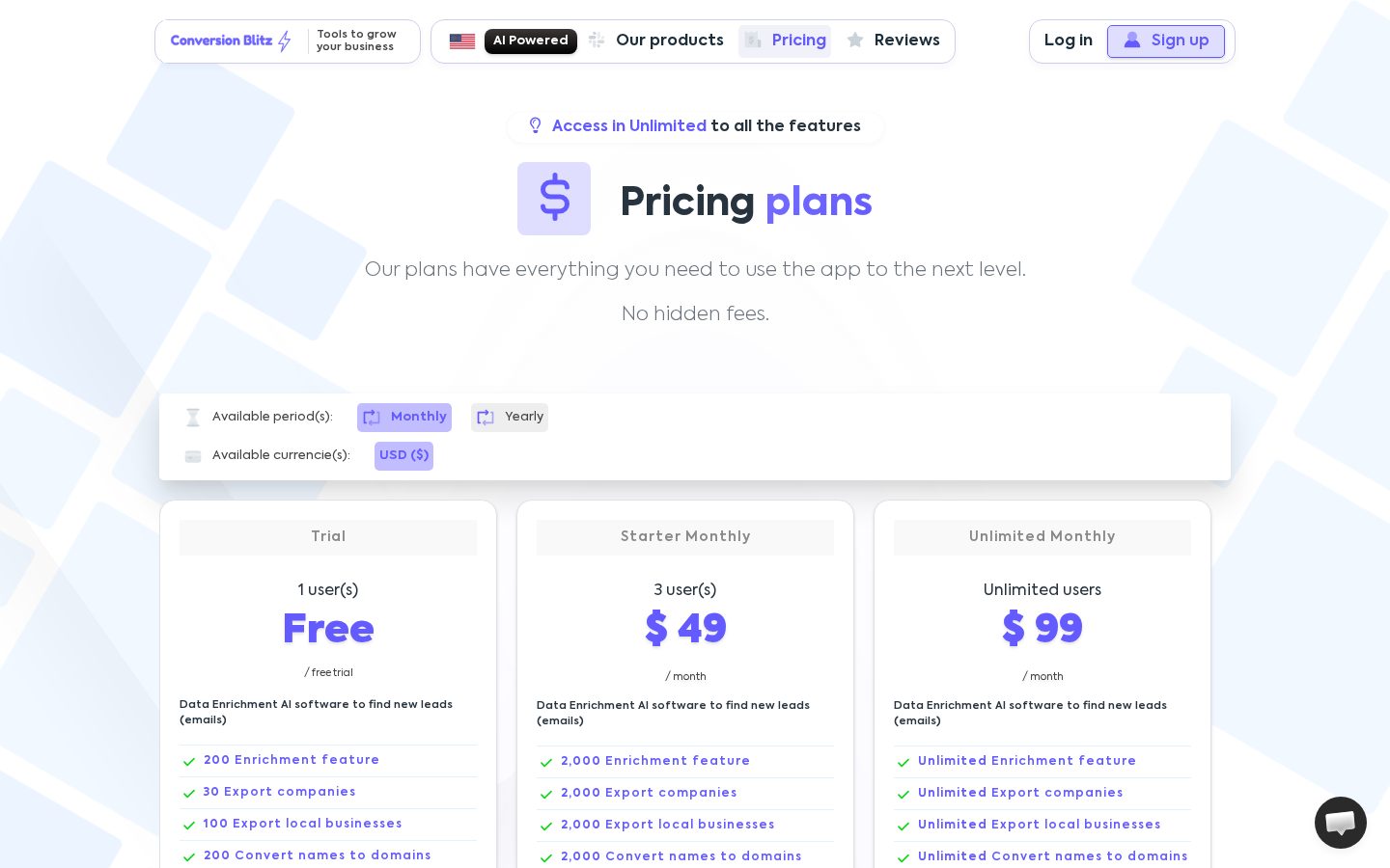 Conversion Blitz Pricing