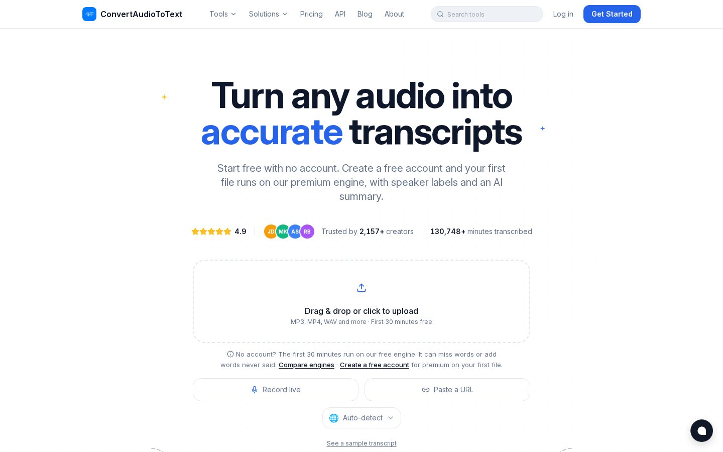 ConvertAudioToText Homepage