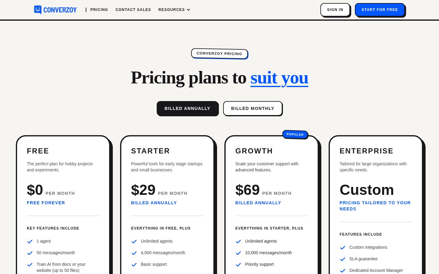 Converzoy Pricing