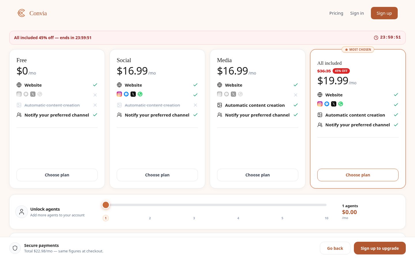 Convia AI Agent Pricing