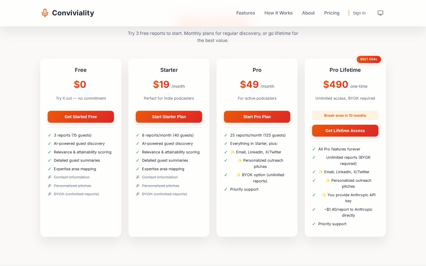 Conviviality Pricing