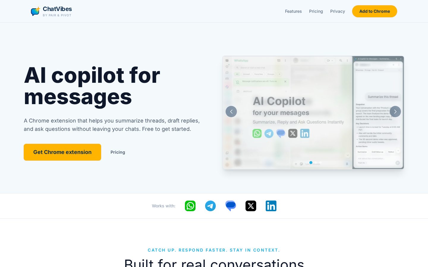 Convo - Chat Insights Homepage