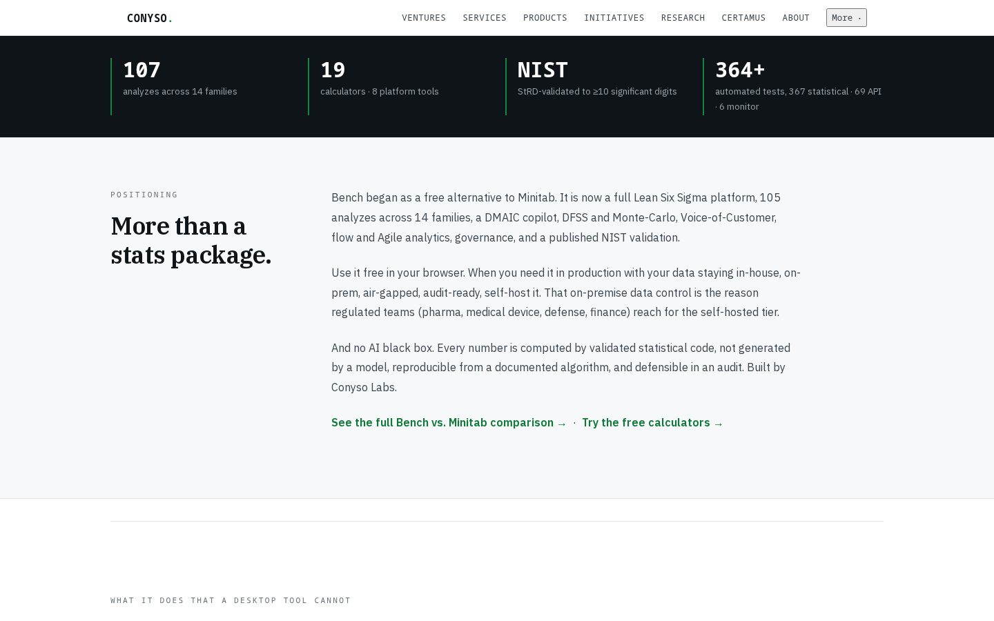 Conyso Bench Homepage