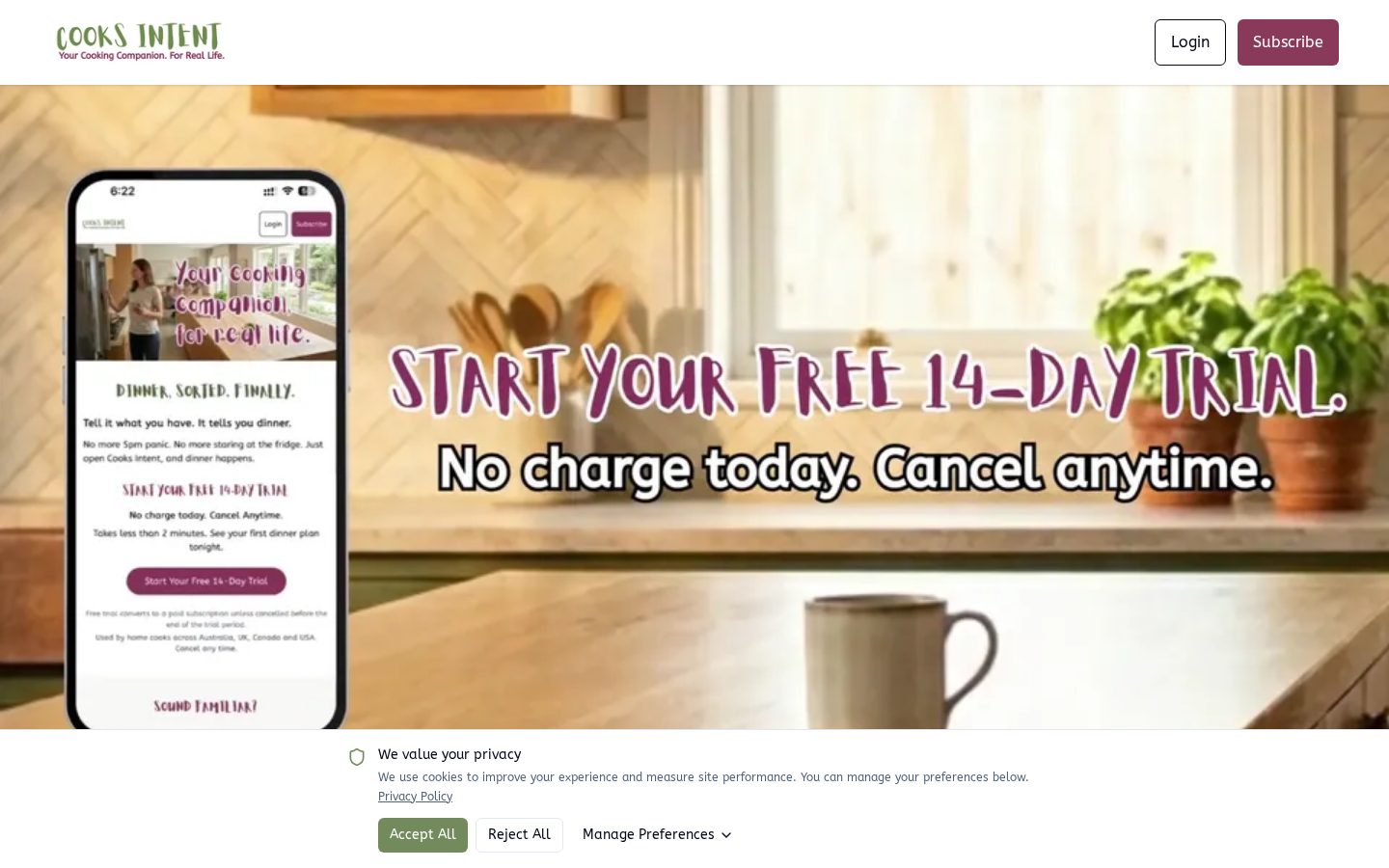 Cooks Intent Homepage