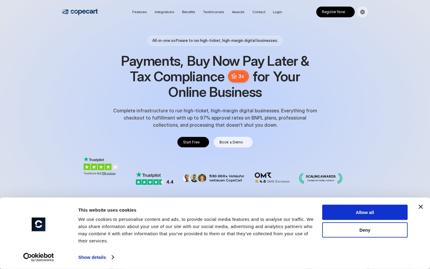 CopeCart Homepage