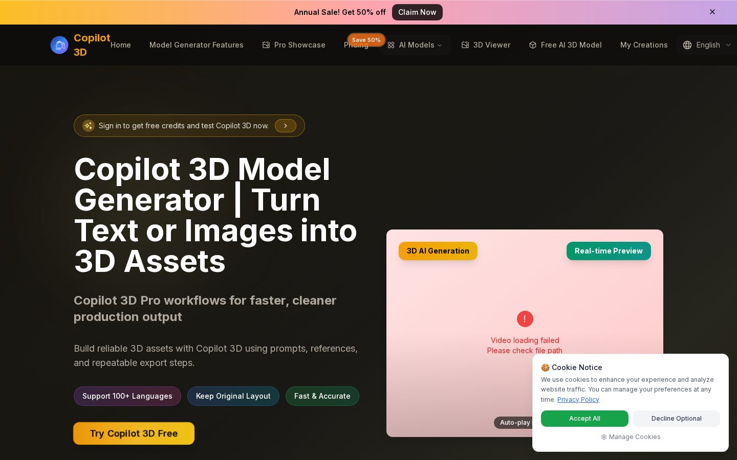 copilot 3d ai Homepage