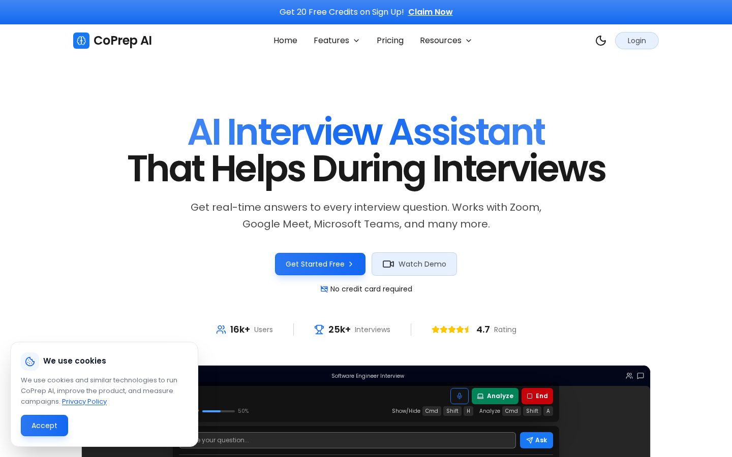 CoPrep AI Homepage