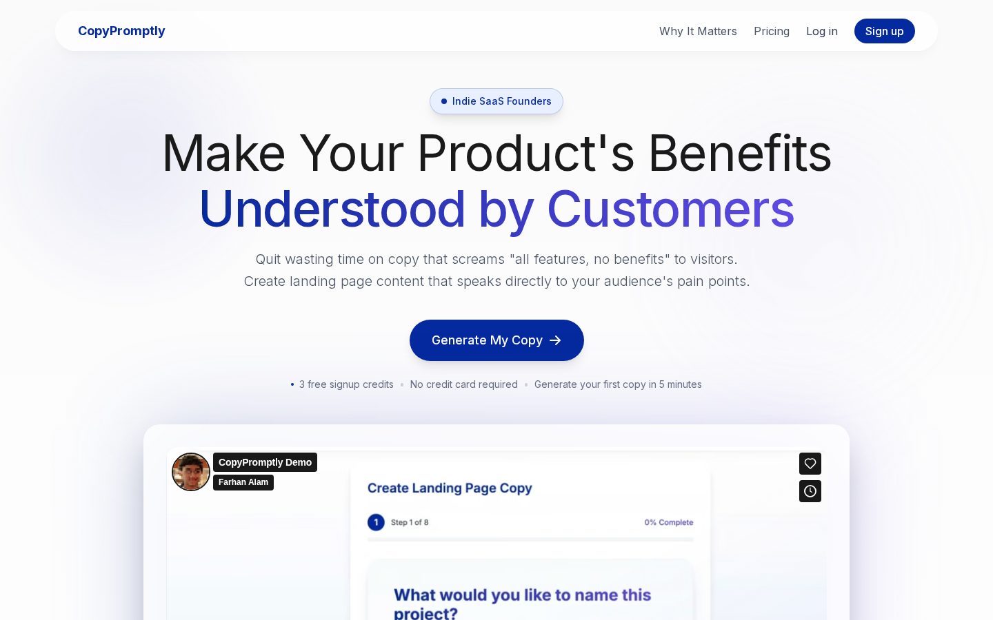 CopyPromptly Homepage