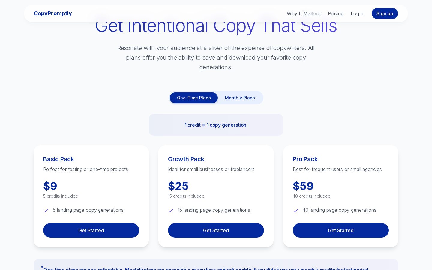 CopyPromptly Pricing