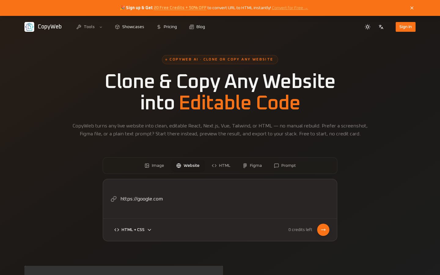 CopyWeb Homepage