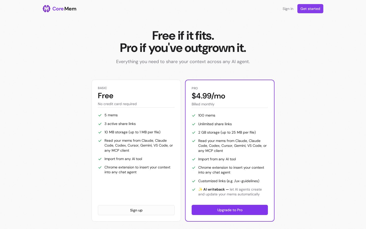 CoreMem Pricing