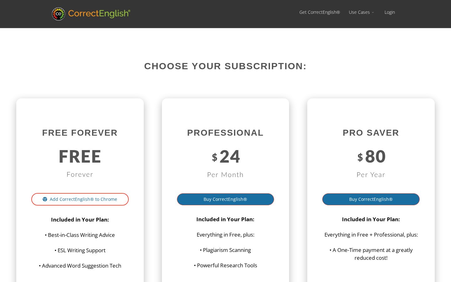 CorrectEnglish Pricing
