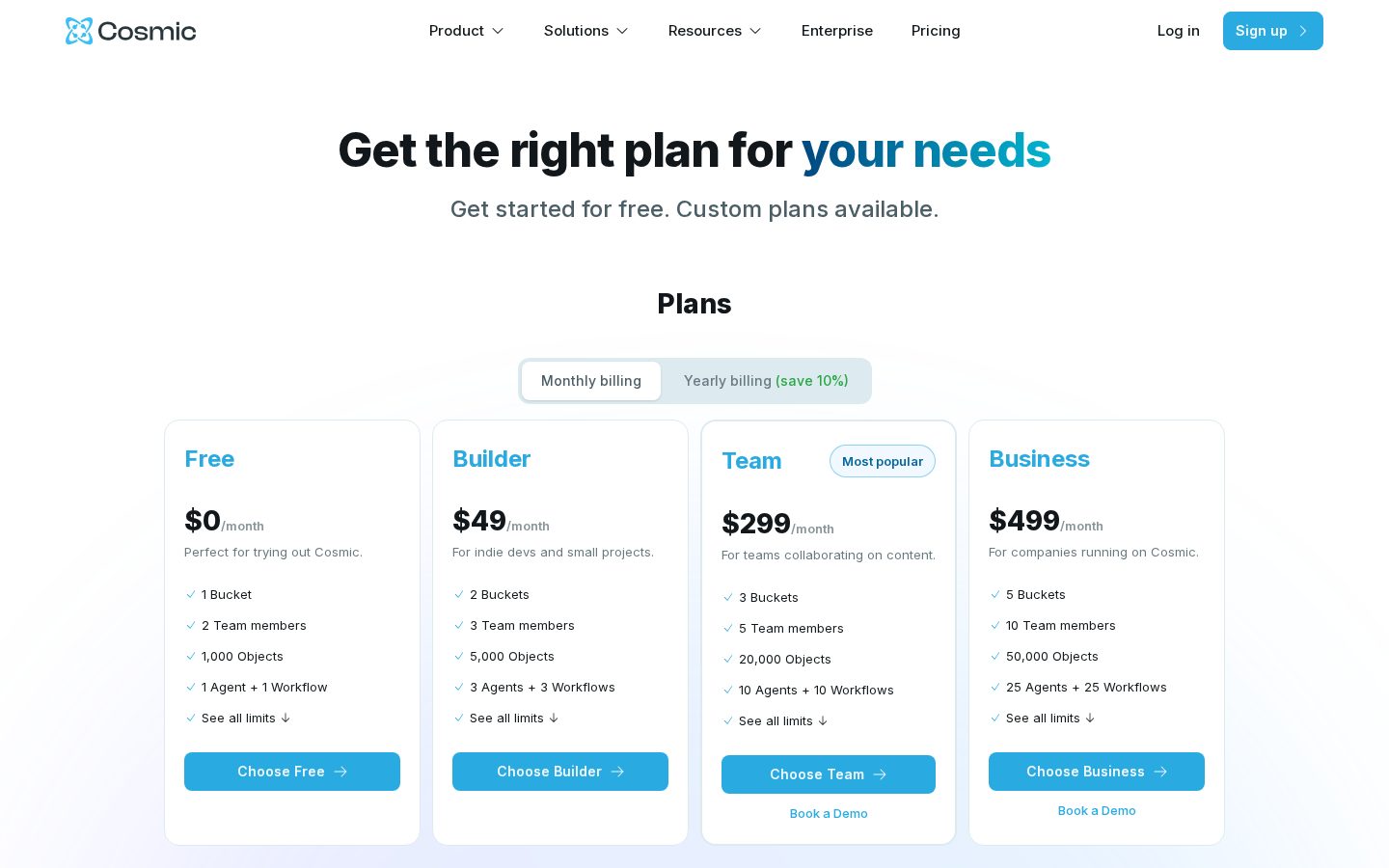 Cosmic Insights Pricing