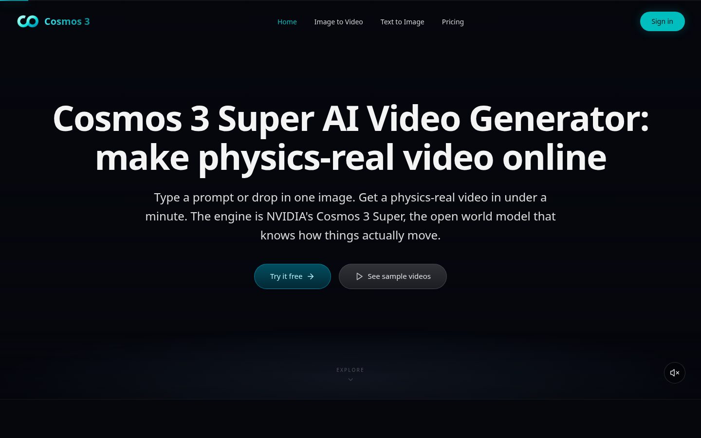Cosmos 3 AI Video Homepage