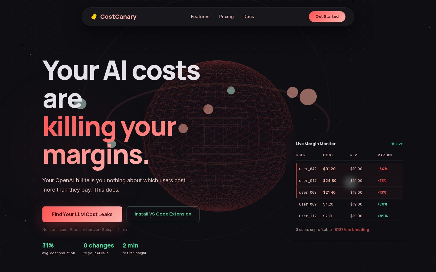 CostCanary Homepage