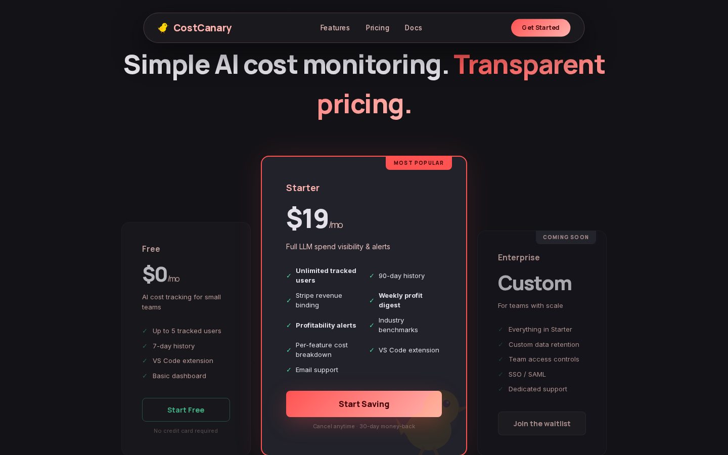 CostCanary Pricing
