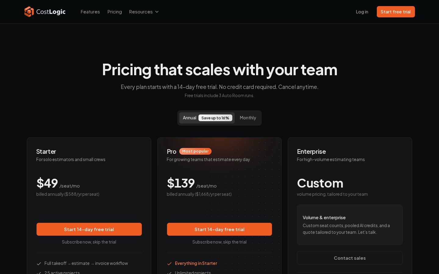 CostLogic Pricing