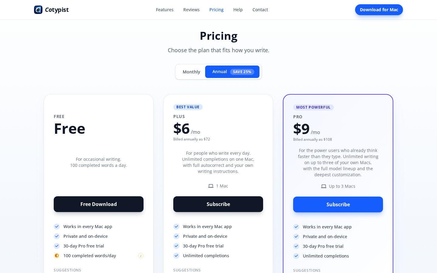 Cotypist Pricing