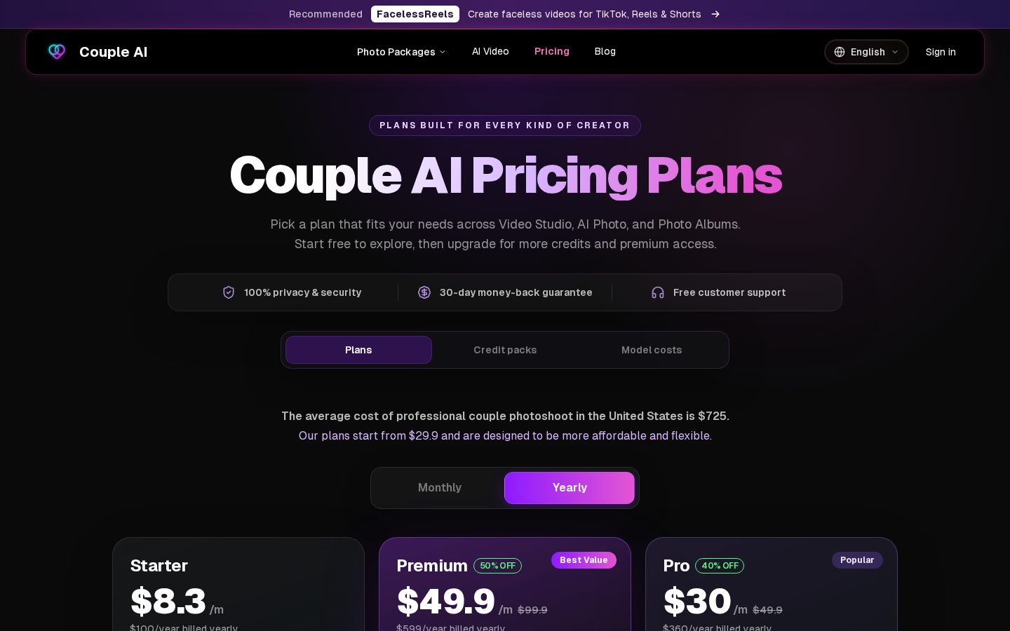 Couples AI Pricing