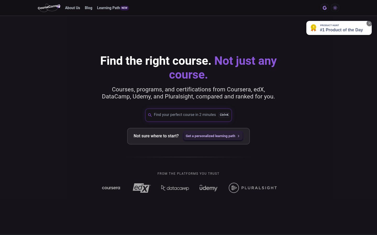 CourseCorrect Homepage