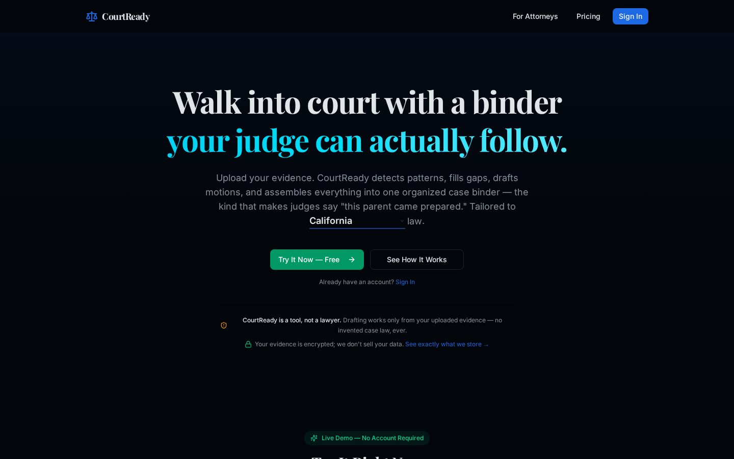 CourtReady Homepage