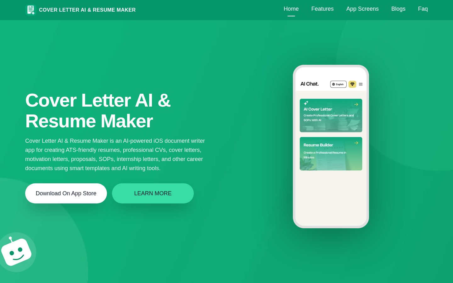 Cover Letter AI & Resume Maker Homepage
