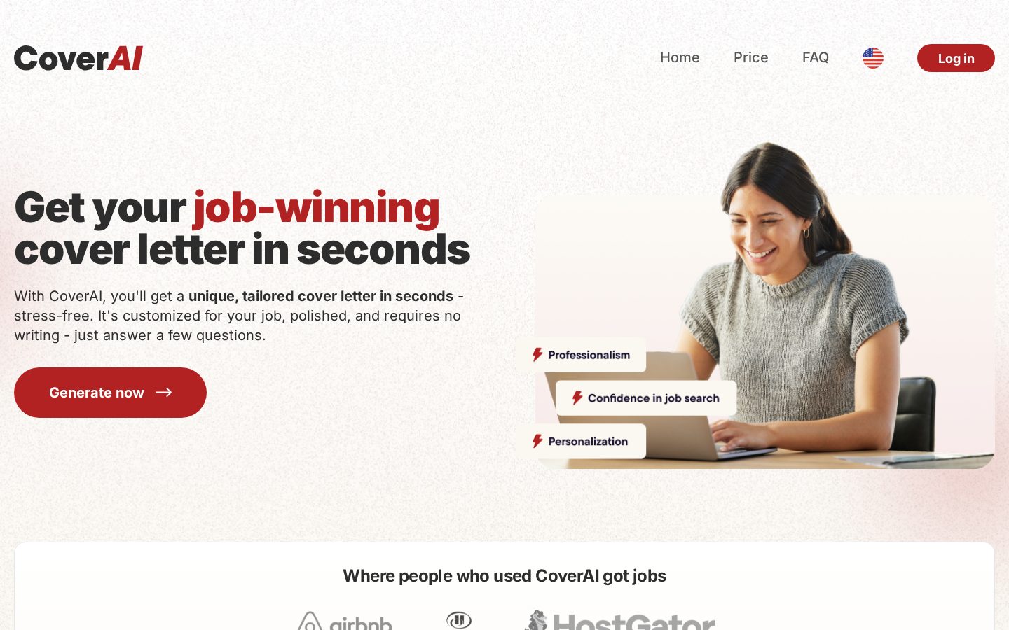 CoverAI Pro: AI Cover Letter Generator Homepage