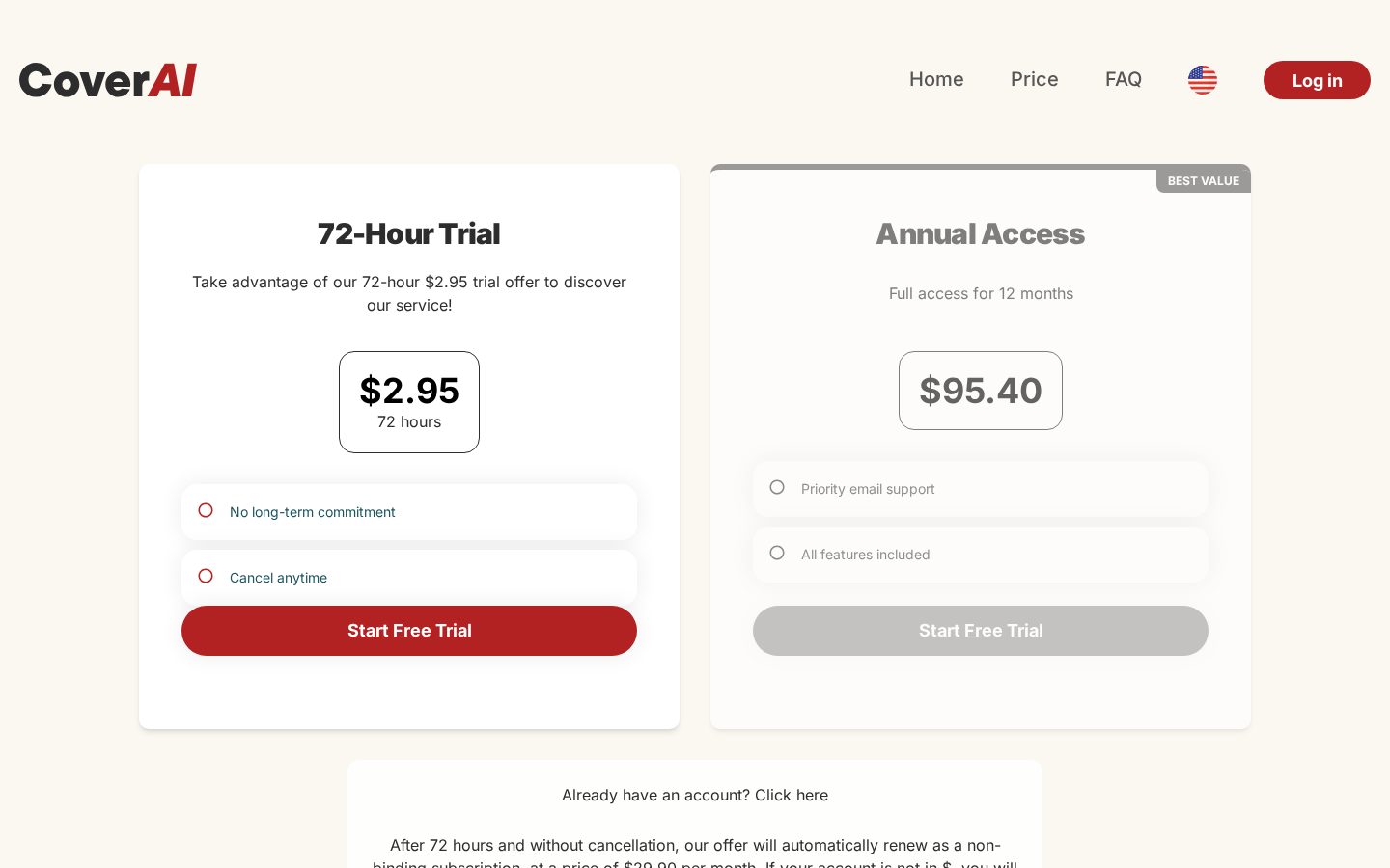 CoverAI Pro: AI Cover Letter Generator Pricing
