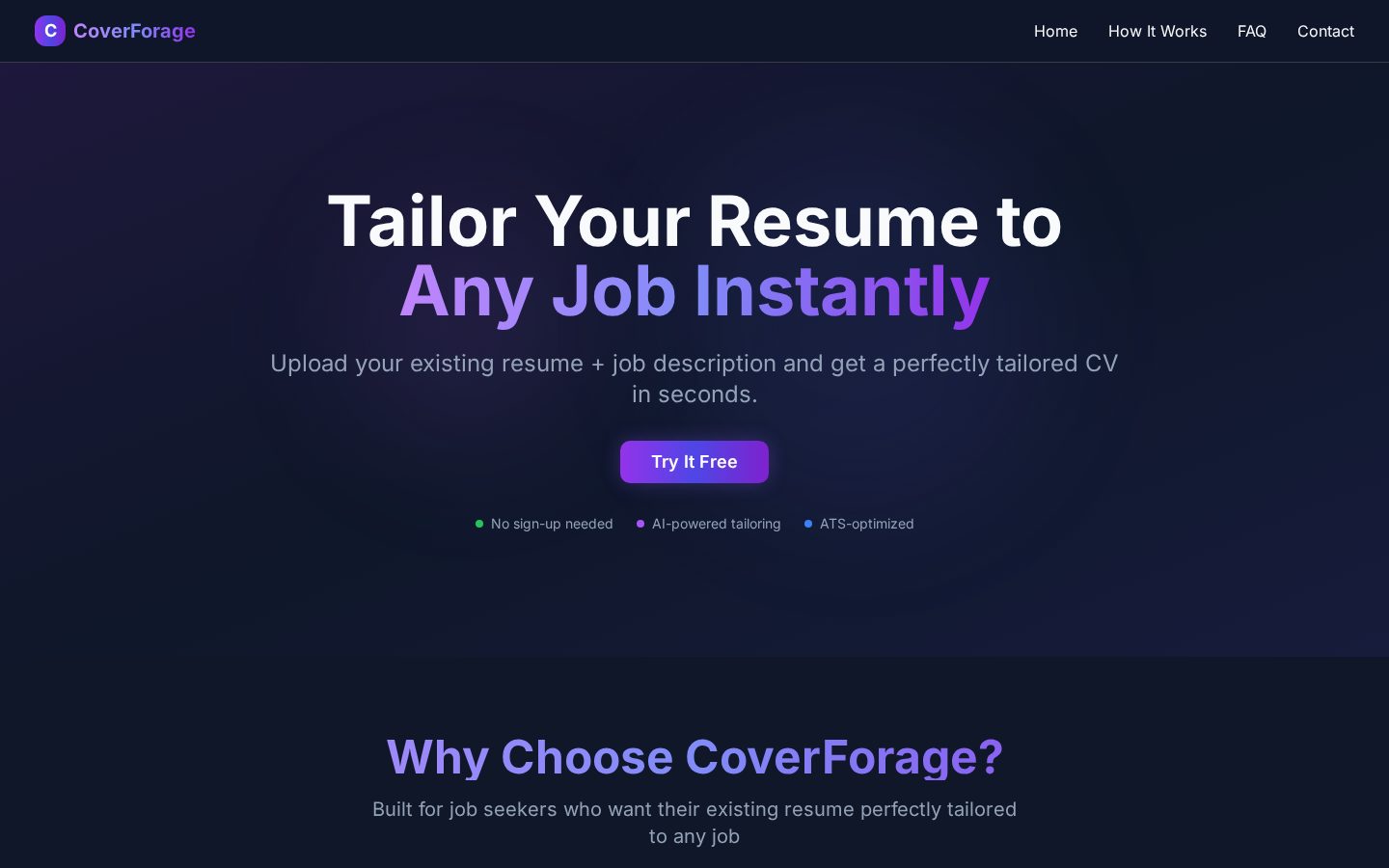 CoverForage Homepage
