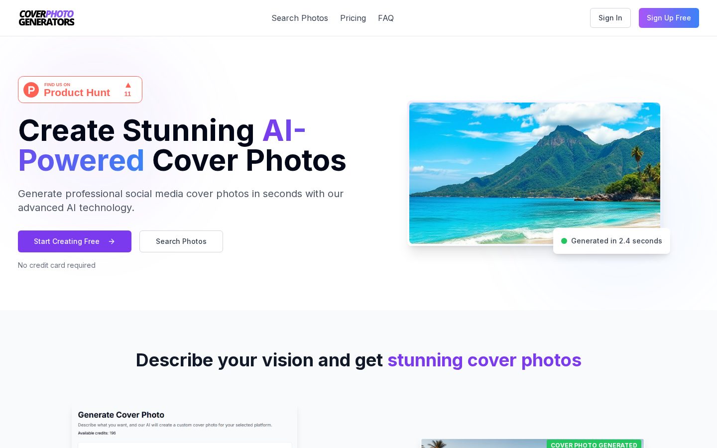 CoverPhotoGenerators Homepage