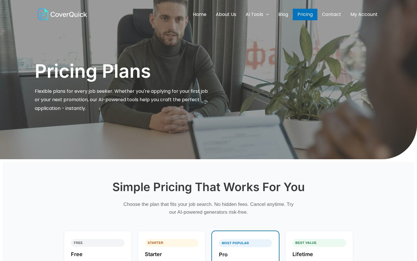CoverQuick Pricing