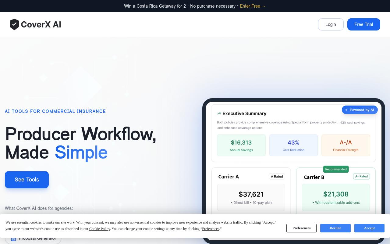 CoverX AI Homepage