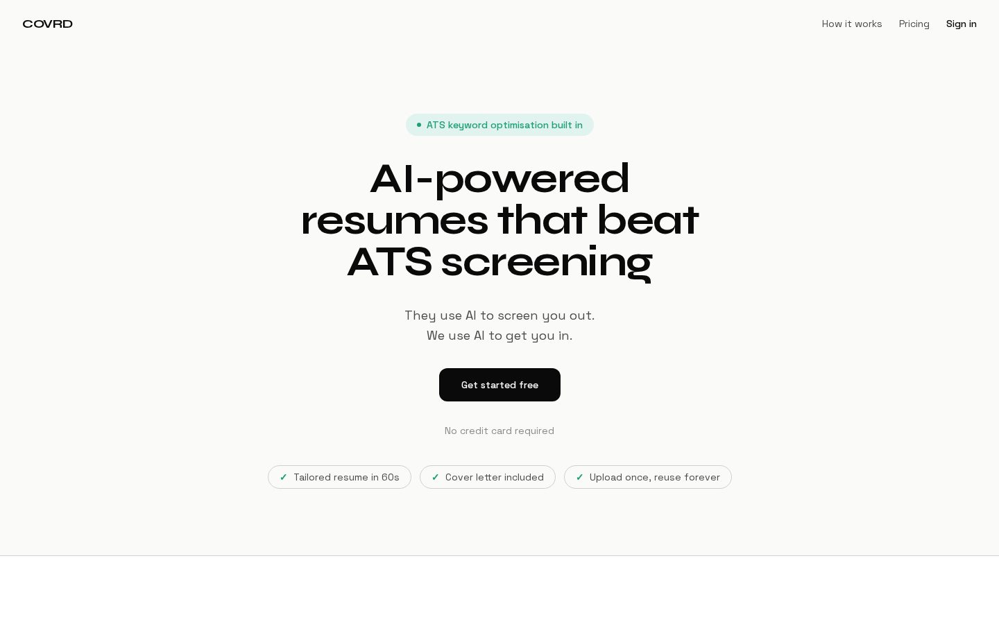 Covrd Homepage